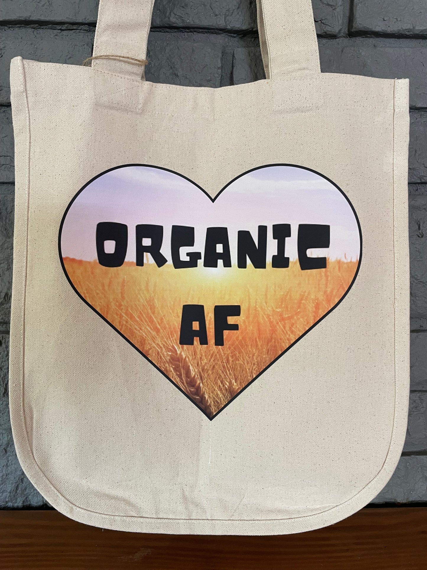 Organic AF - “swheatheart,” 100% Organic Cotton Canvas Tote Bag, Large, Reusable