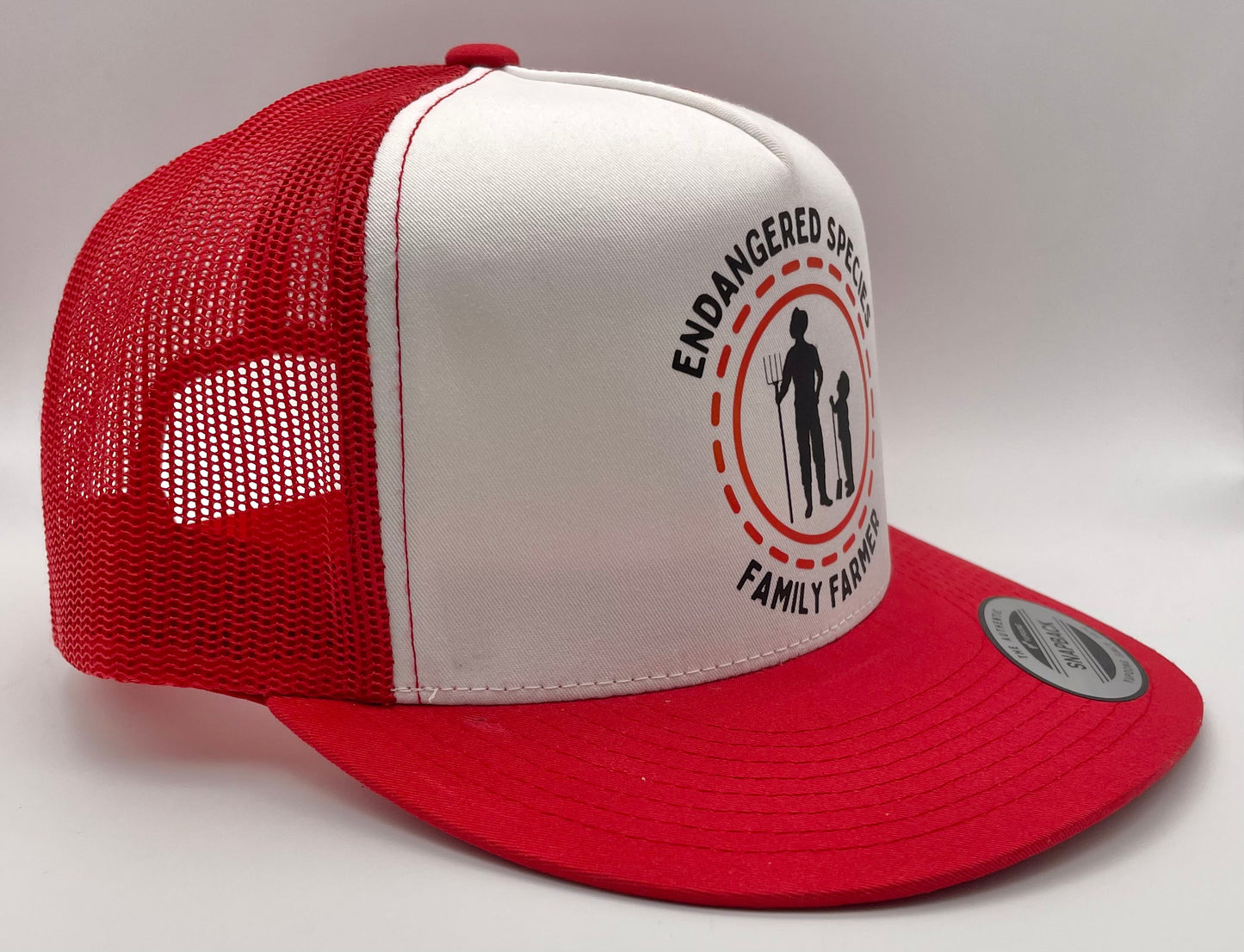 Endangered Species (dad & son) Classic Flat Bill Trucker Hat - red & white