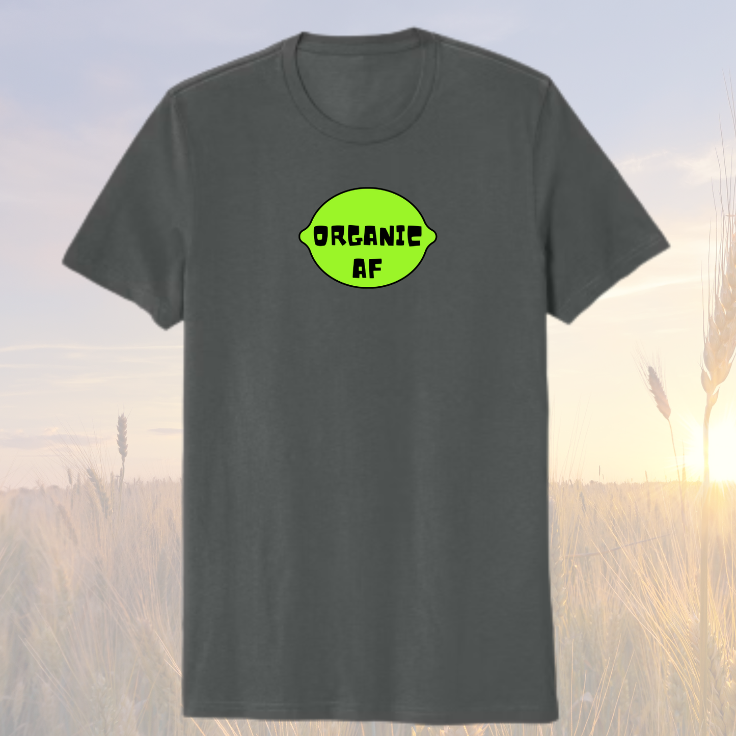 Organic AF “Lime” Shirt - Terrain Gray. 100% organic cotton.