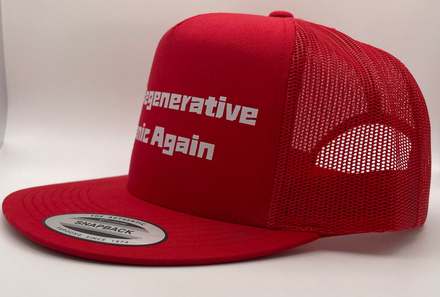 Make Regenerative Organic Again Classic Flat Bill Trucker Hat - red