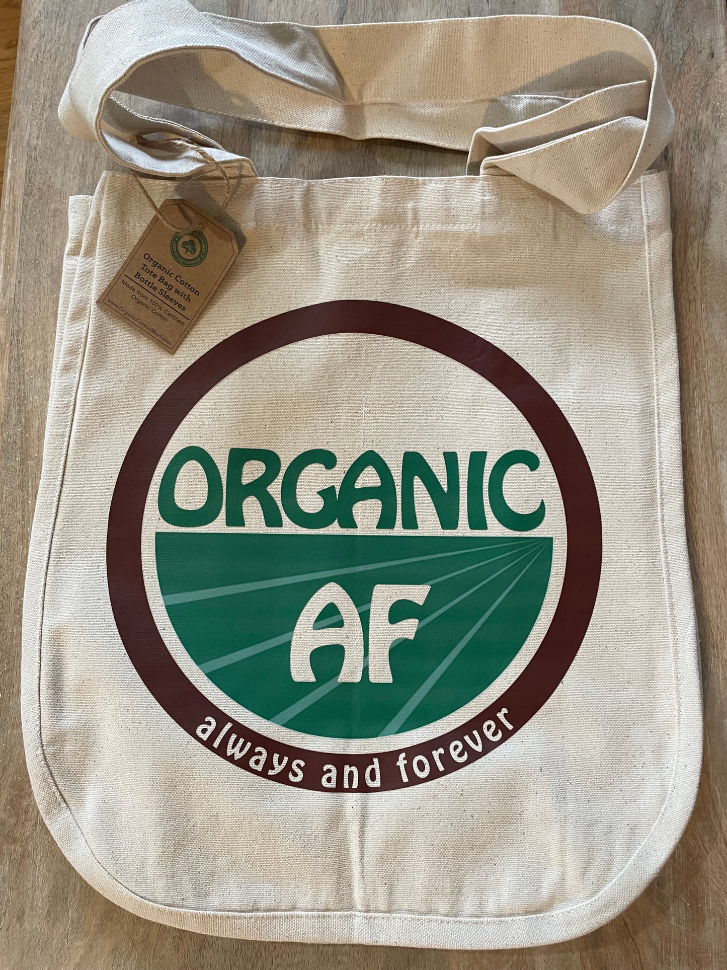 Organic AF, 100% Organic Cotton Canvas Tote Bag, Large, Reusable