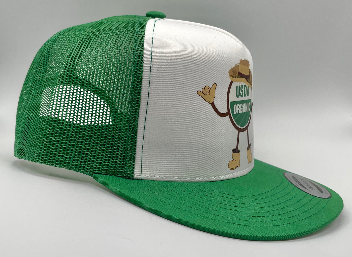 Organic AF ‘Rubi’ Classic Flat Bill Trucker Hat - green & white