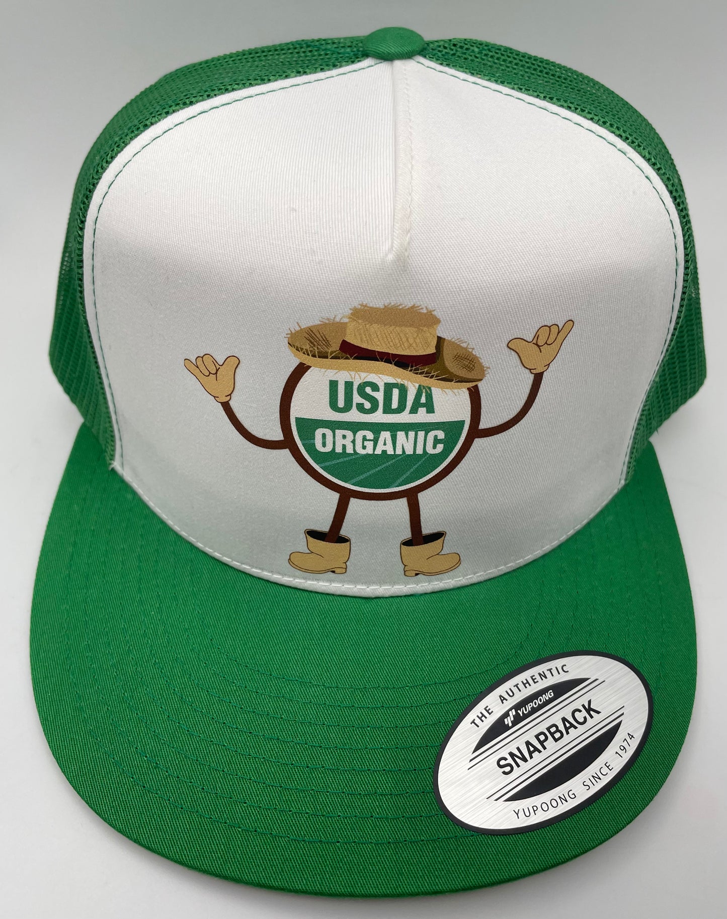 Organic AF ‘Rubi’ Classic Flat Bill Trucker Hat - green & white