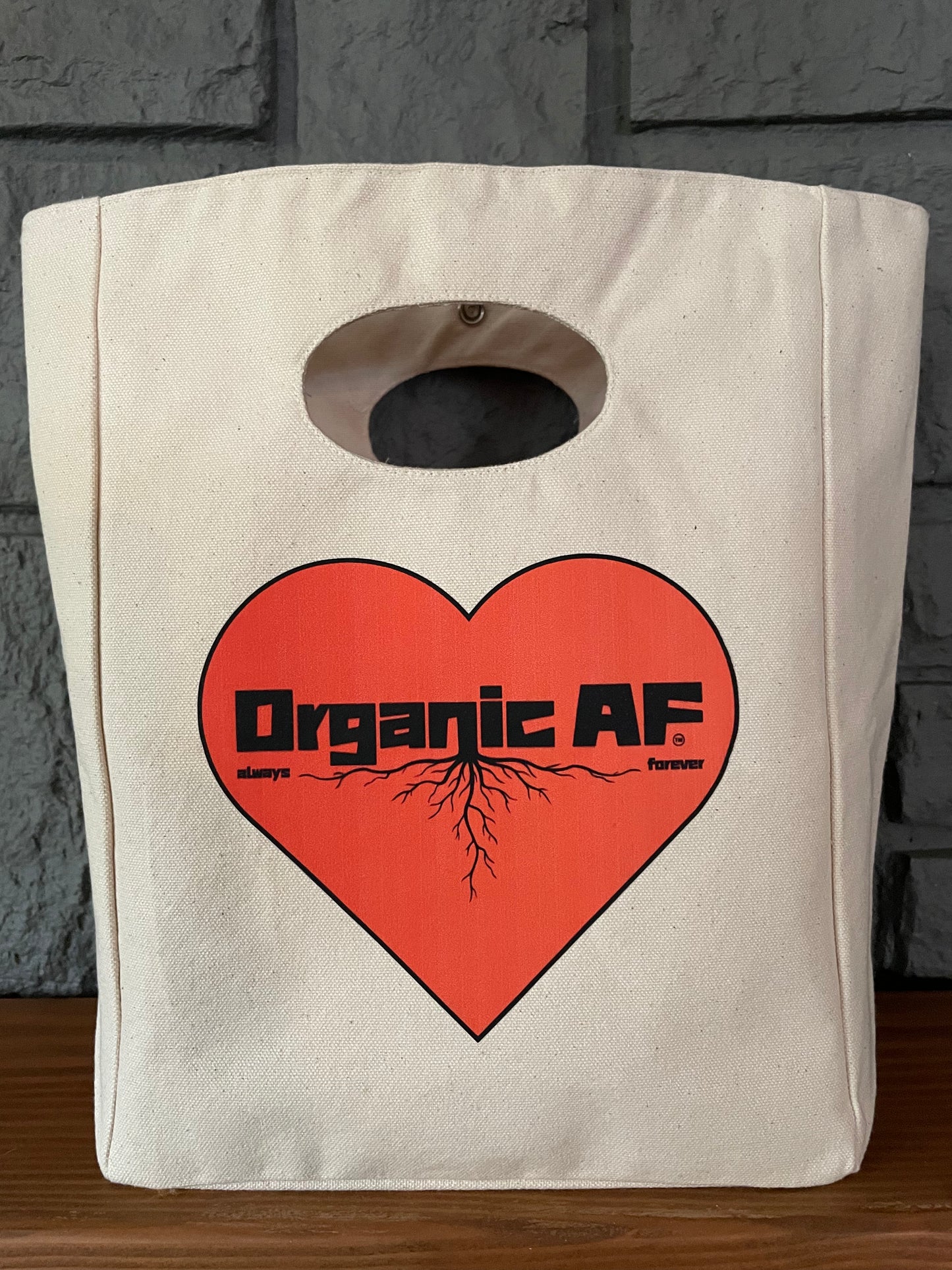 Organic AF-heart, 100% Organic Cotton Canvas Lunch Bag, Reusable