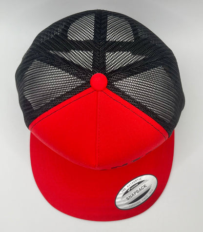 Organic AF Classic Flat Bill Trucker Hat - red & black