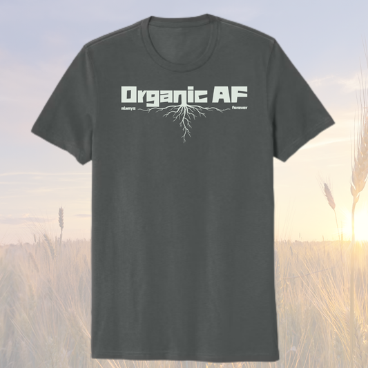 Organic AF “Deep Roots” Shirt - Terrain Gray.  100% organic cotton.