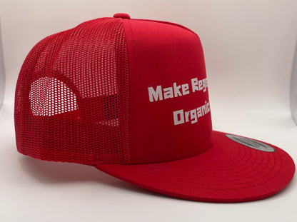 Make Regenerative Organic Again Classic Flat Bill Trucker Hat - red