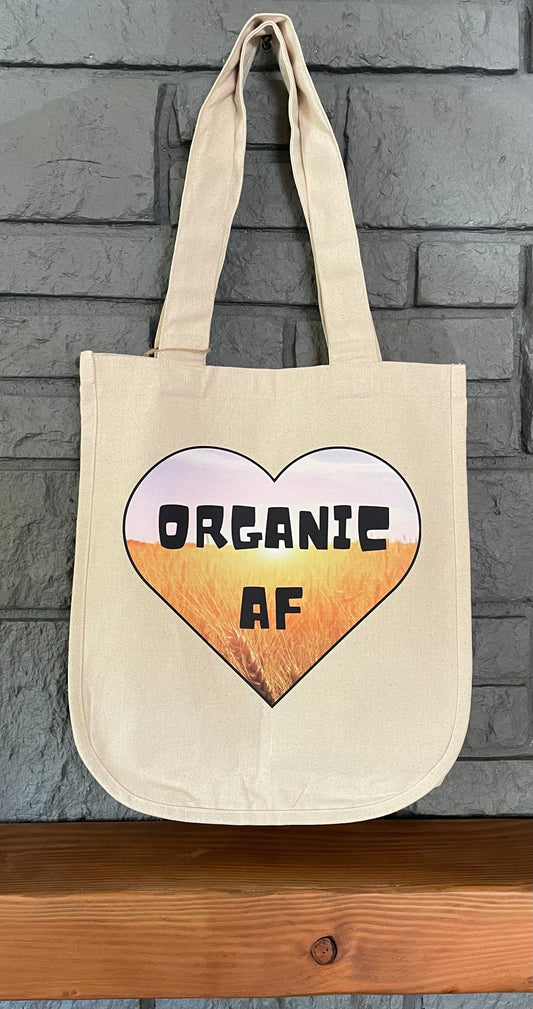 Organic AF - “swheatheart,” 100% Organic Cotton Canvas Tote Bag, Large, Reusable