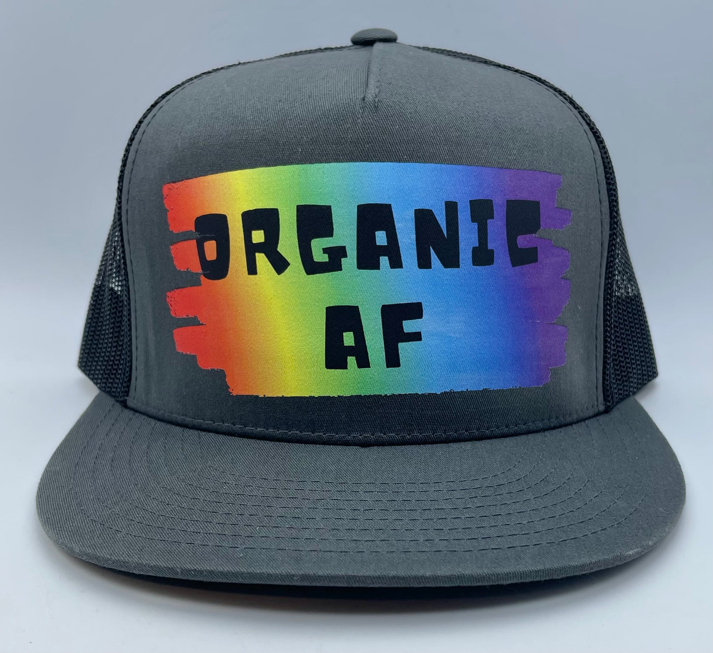 Organic AF ‘full spectrum’ Classic Flat Bill Trucker Hat - charcoal & black