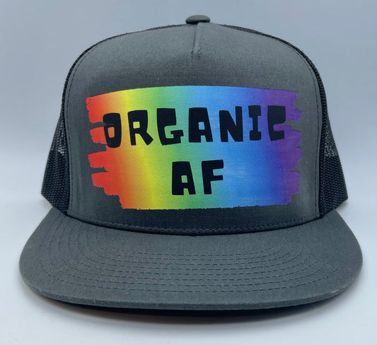 Organic AF ‘full spectrum’ Classic Flat Bill Trucker Hat - charcoal & black