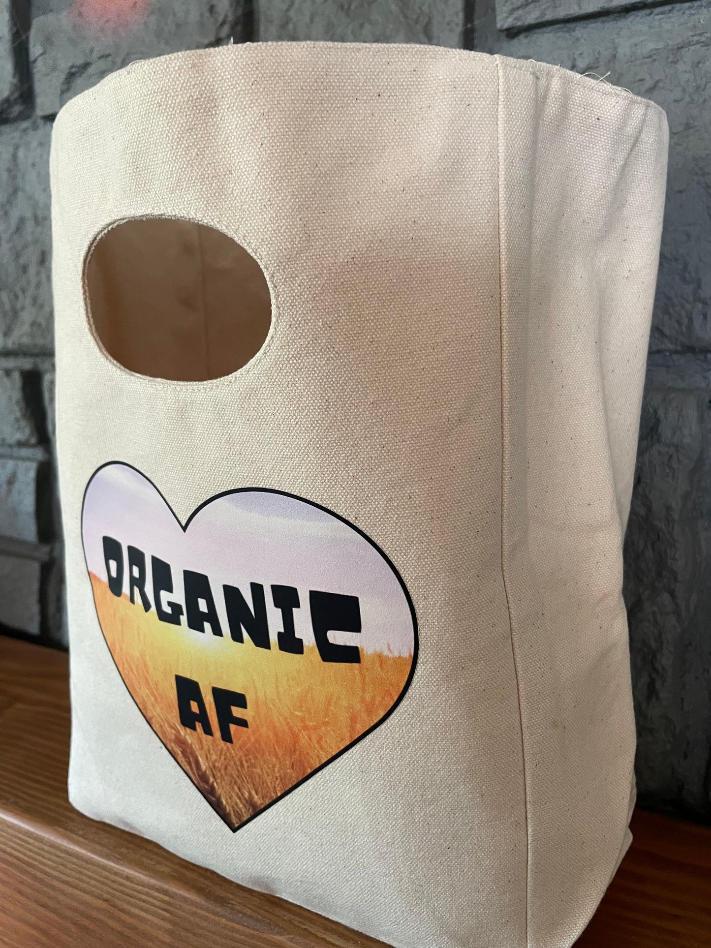 Organic AF - “swheatheart,” 100% Organic Cotton Canvas Lunch Bag, Reusable