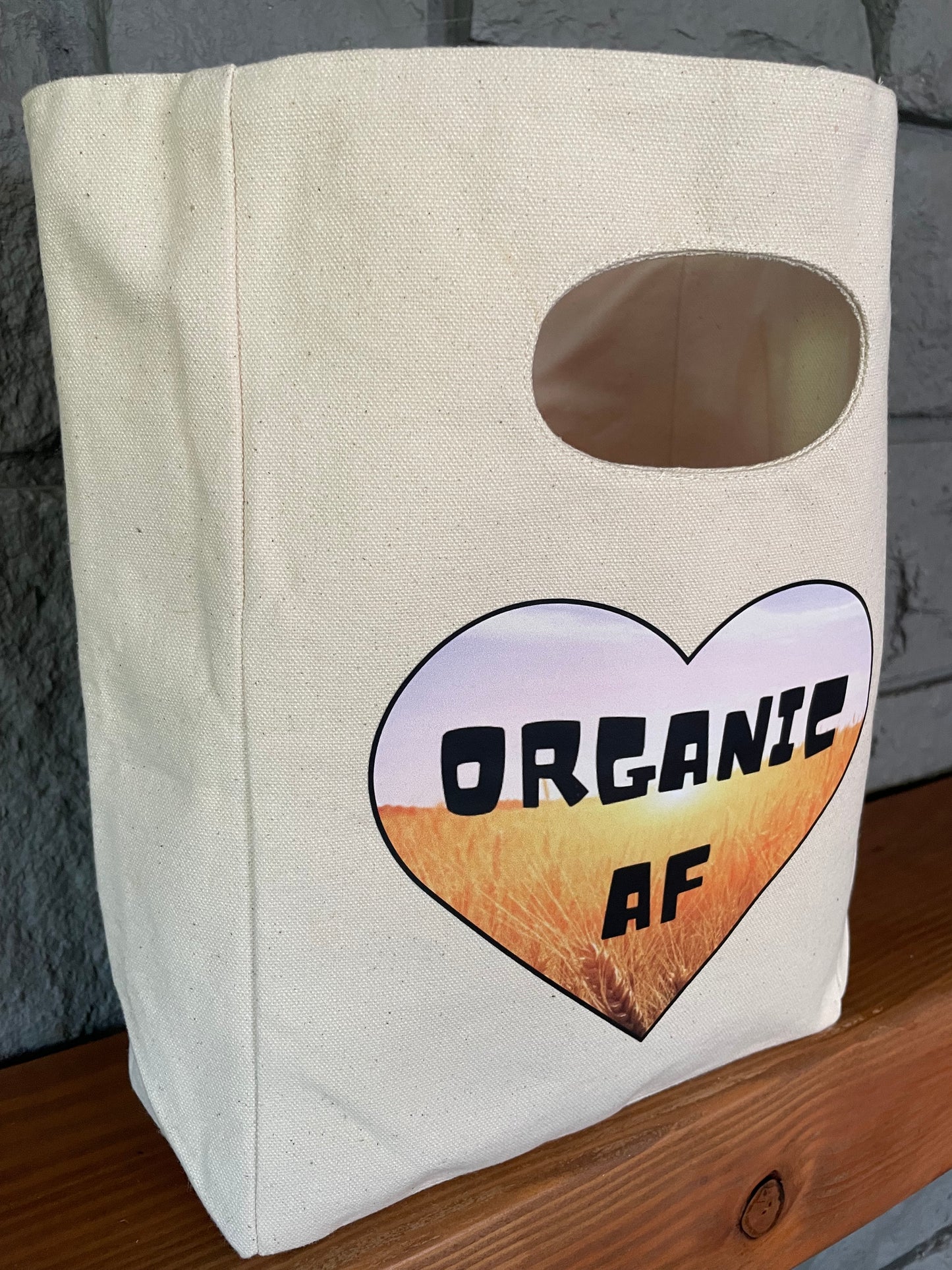 Organic AF - “swheatheart,” 100% Organic Cotton Canvas Lunch Bag, Reusable