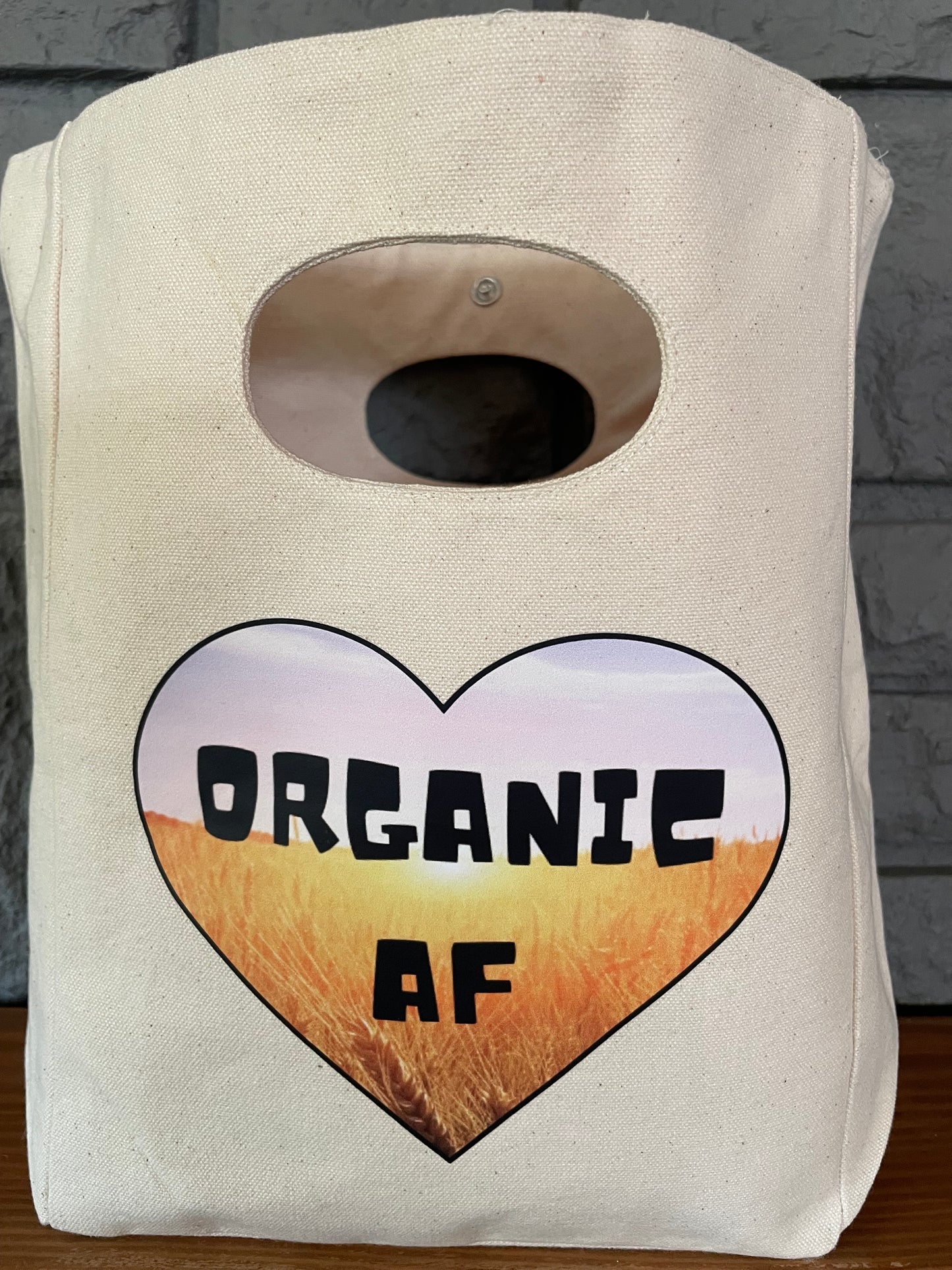 Organic AF - “swheatheart,” 100% Organic Cotton Canvas Lunch Bag, Reusable