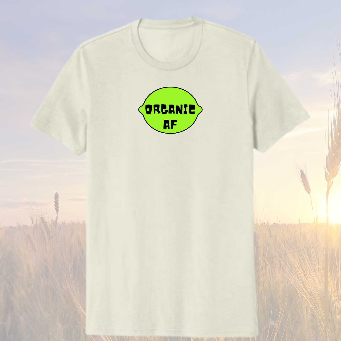 Organic AF “Lime” Shirt - Sand White.  100% organic cotton.