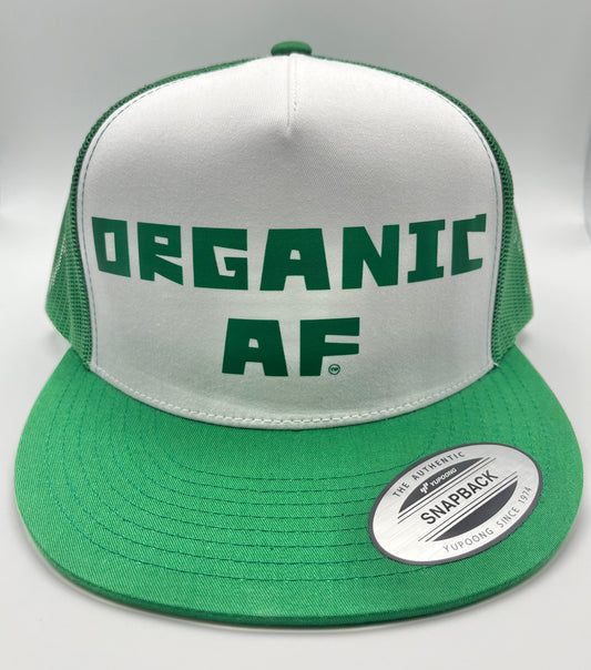 Organic AF Classic Flat Bill Trucker Hat - green & white