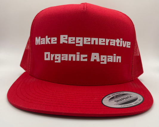 Make Regenerative Organic Again Classic Flat Bill Trucker Hat - red