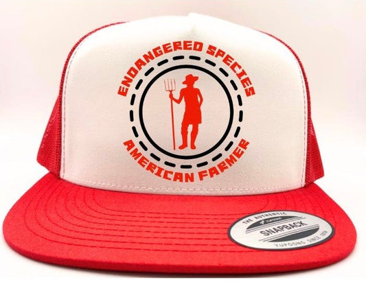 Endangered Species (woman) Classic Flat Bill Trucker Hat - red & white