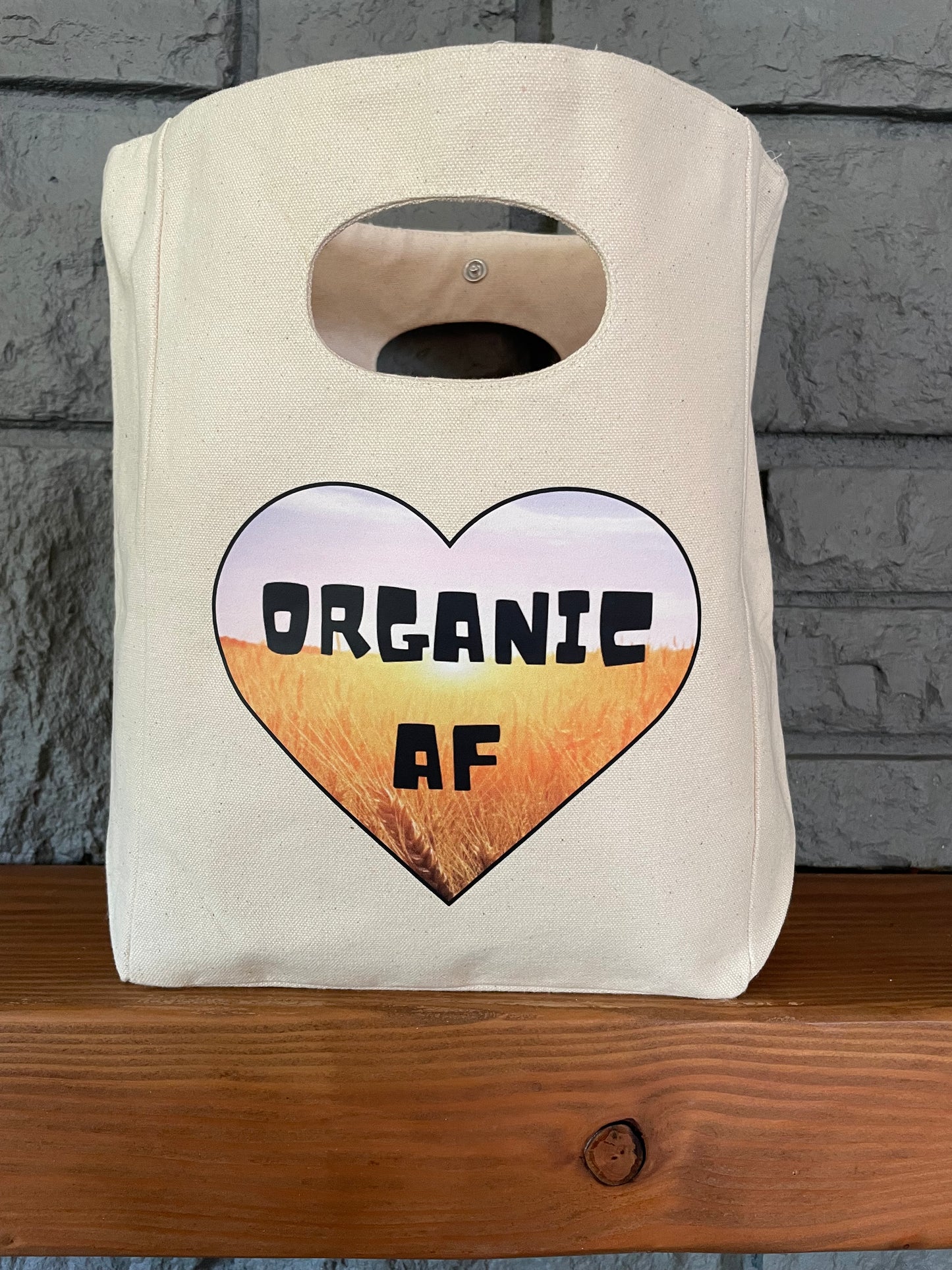 Organic AF - “swheatheart,” 100% Organic Cotton Canvas Lunch Bag, Reusable