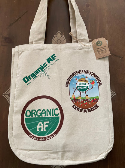 Organic AF, Sticker-Style, 100% Organic Cotton Canvas Tote Bag, Large, Reusable