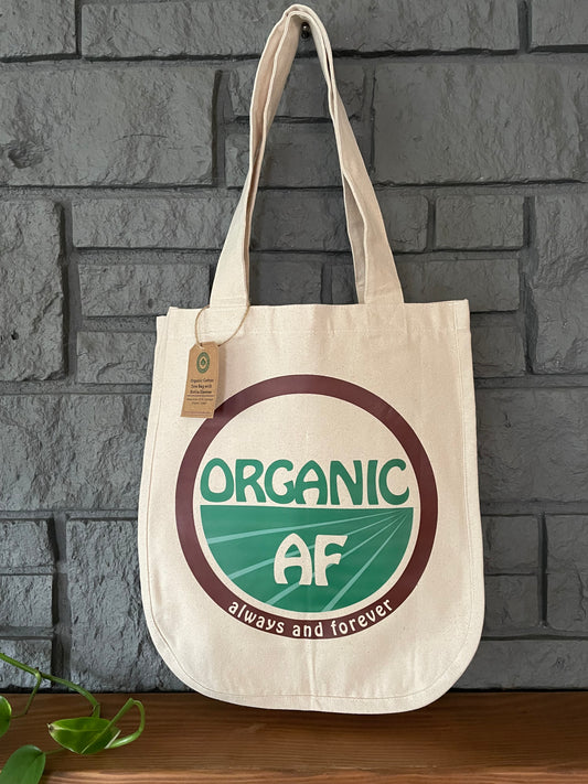 Organic AF, 100% Organic Cotton Canvas Tote Bag, Large, Reusable