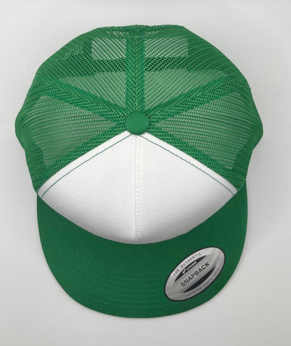 Organic AF Classic Flat Bill Trucker Hat - green & white