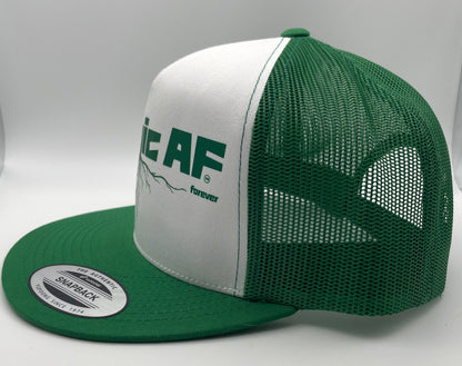 Organic AF ‘Roots’ Classic Flat Bill Trucker Hat - green & white