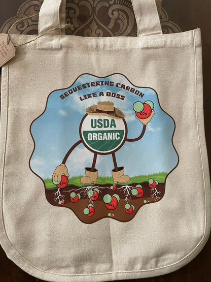 Organic AF ‘Sequestering Rubi’ 100% Organic Cotton Canvas Tote Bag, Large, Reusable