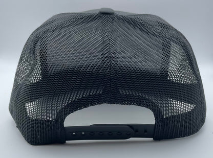 Organic AF ‘Heart’ Classic Flat Bill Trucker Hat - charcoal & black