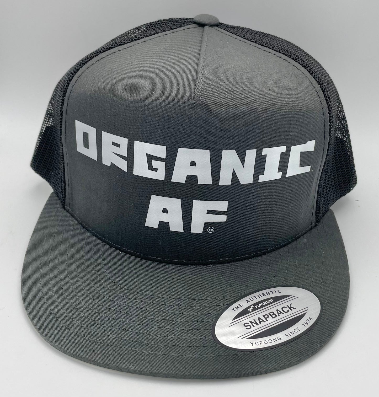 Organic AF Classic Flat Bill Trucker Hat - charcoal & black