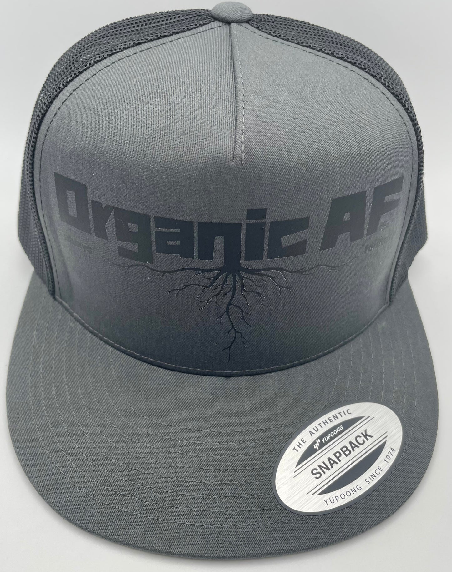 Organic AF ‘Roots’ Classic Flat Bill Trucker Hat - stealth