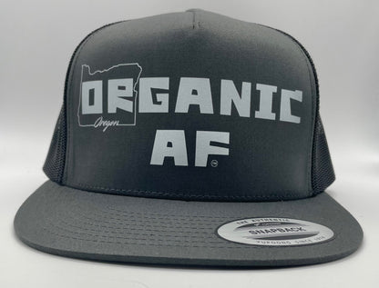 Oregon Organic AF Classic Flat Bill Trucker Hat - charcoal & black