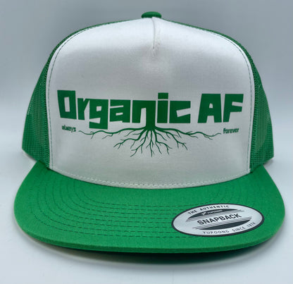 Organic AF ‘Roots’ Classic Flat Bill Trucker Hat - green & white