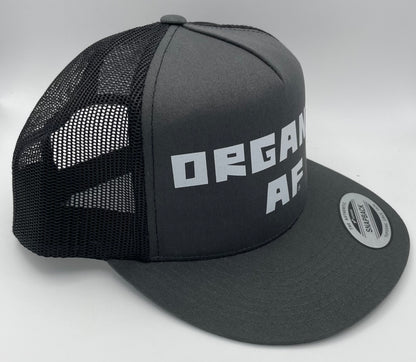 Organic AF Classic Flat Bill Trucker Hat - charcoal & black