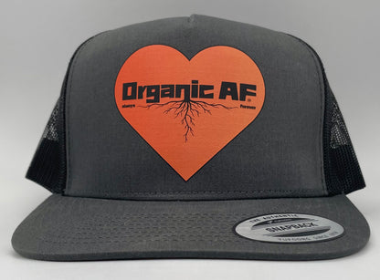 Organic AF ‘Heart’ Classic Flat Bill Trucker Hat - charcoal & black