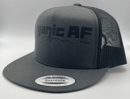 Organic AF ‘Roots’ Classic Flat Bill Trucker Hat - stealth