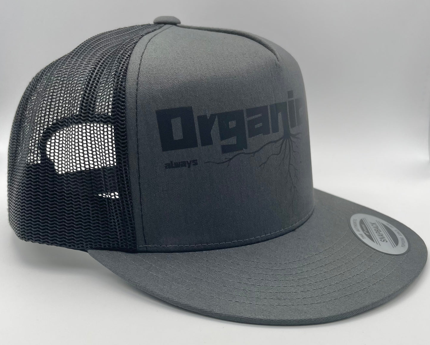 Organic AF ‘Roots’ Classic Flat Bill Trucker Hat - stealth