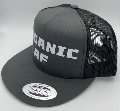 Organic AF Classic Flat Bill Trucker Hat - charcoal & black