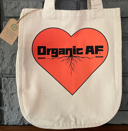 Organic AF-heart, 100% Organic Cotton Canvas Tote Bag, Large, Reusable