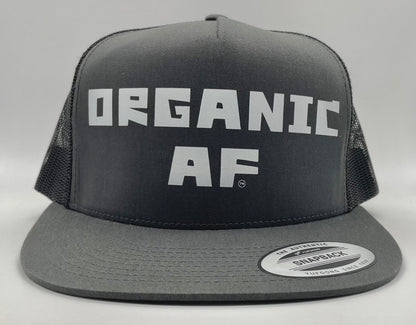 Organic AF Classic Flat Bill Trucker Hat - charcoal & black