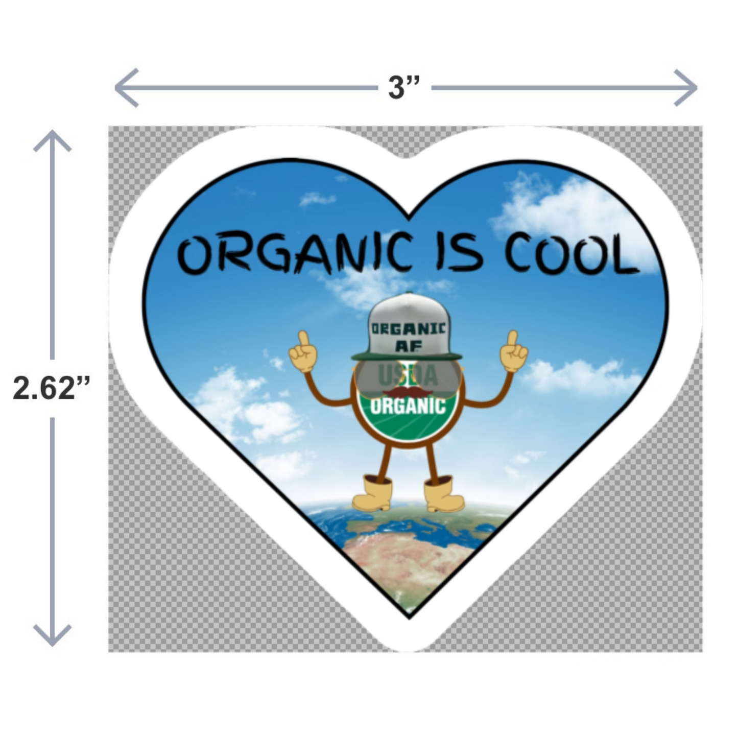 Organic is Cool - heart sticker