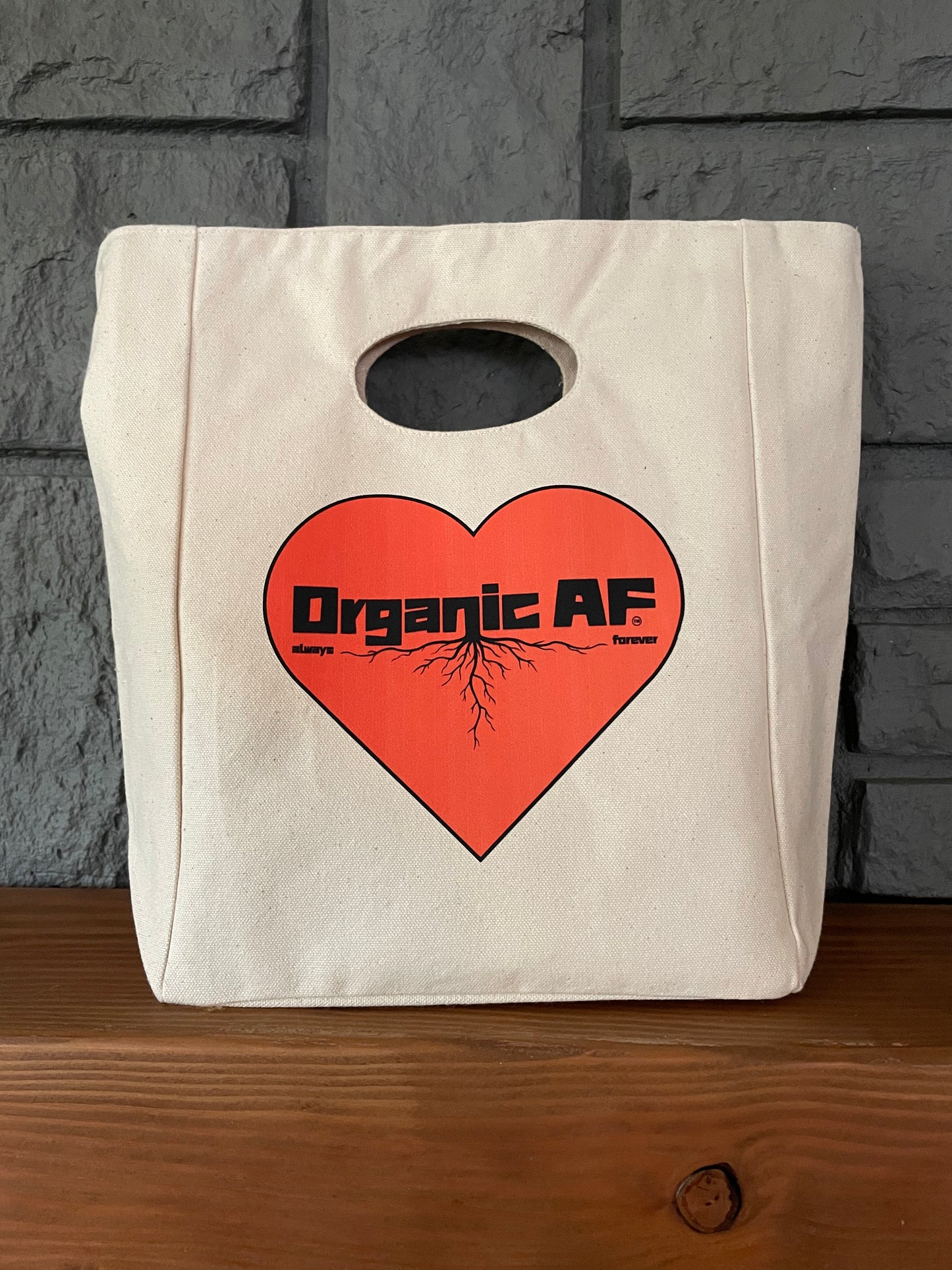 Organic AF-heart, 100% Organic Cotton Canvas Lunch Bag, Reusable