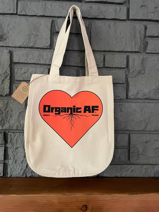 Organic AF-heart, 100% Organic Cotton Canvas Tote Bag, Large, Reusable