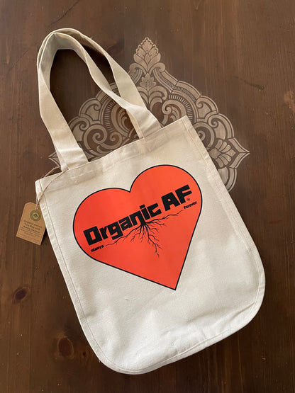 Organic AF-heart, 100% Organic Cotton Canvas Tote Bag, Large, Reusable